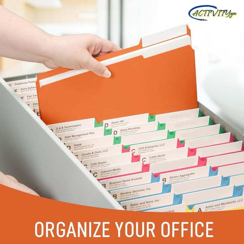ACTIVITYYA Orange File Folders, 1/3-Cut Tabs, Letter Size, 12-Pack – Durable Office Filing Folders for Documents, Papers, and Organization - Image 4